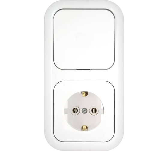 Изображение товара Блок Bylectrica 1 выключатель + розетка с заземляющим контактом скрытой установки, серия ГАРМОНИЯ, белый, В-РЦ-501