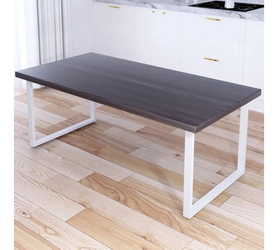 Изображение товара Стол журнальный Solarius Loft со столешницей цвета венге из массива сосны 40 мм и белыми металлическими ножками, 80x60x50 см 701-10470