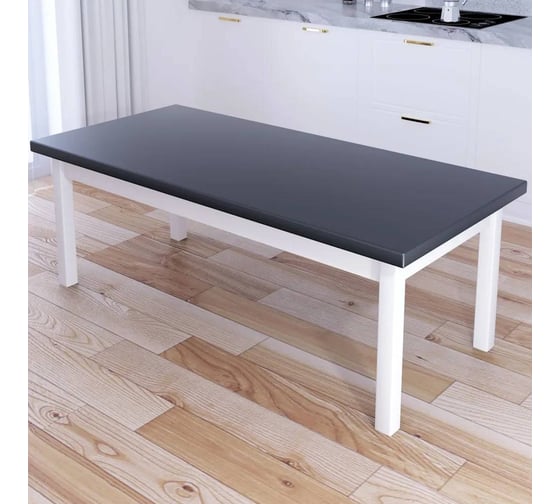 Изображение товара Стол журнальный Solarius Классика из массива сосны, столешница 40 мм цвета антрацит и белые ножки, 140x60x46 см 601-10210