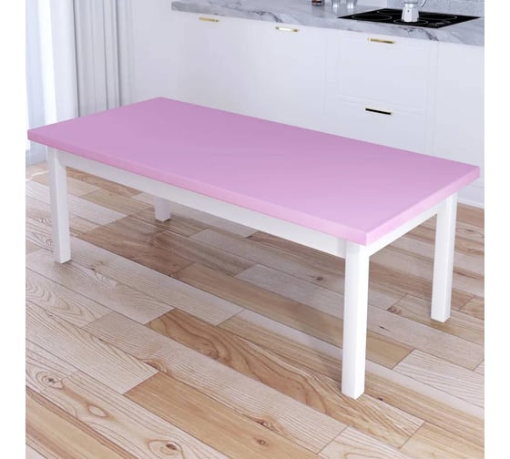 Изображение товара Стол журнальный Solarius Классика из массива сосны, розовая столешница 40 мм и белые ножки, 140x70x46 см 601-10238