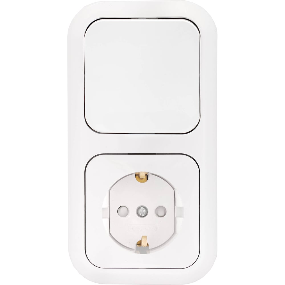 Изображение товара Блок Bylectrica 1 выключатель + розетка с заземлением серия ГАРМОНИЯ