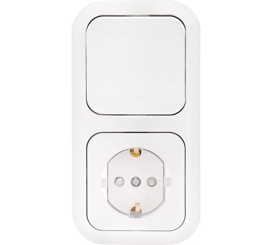 Изображение товара Блок Bylectrica 1 выключатель + розетка с заземляющим контактом со шторкой скрытой установки, серия ГАРМОНИЯ, белый, В-РЦ-553