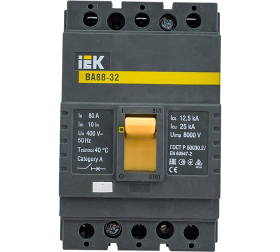 Изображение товара Автоматический выключатель IEK ВА88-32 3Р 80А 25кА SVA10-3-0080