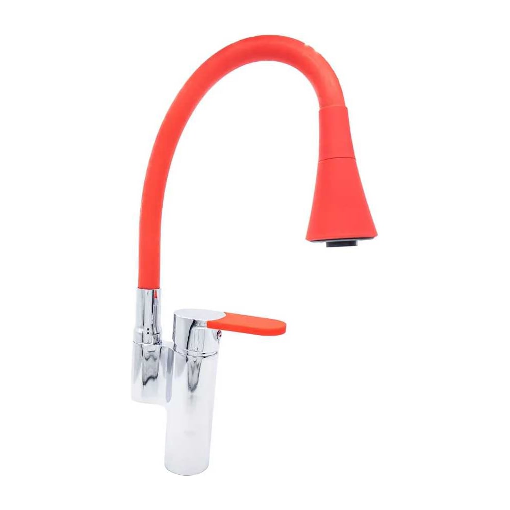 Изображение товара Смеситель для кухни DORON DC 2628R-N шаровой гибкий излив красный