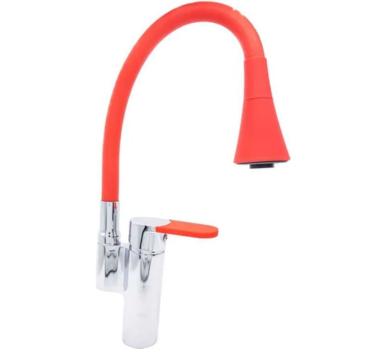 Изображение товара Смеситель для кухни DORON DC 2628R-N шаровой, красный, излив гибкий силиконовый, п/г 003351
