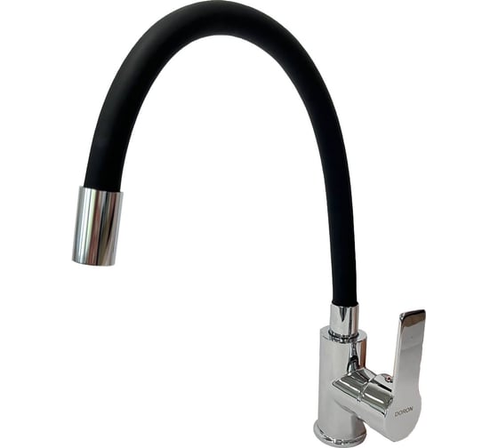 Изображение товара Смеситель для кухни DORON DC 2655BLACK-N шаровой, черный, излив гибкий силиконовый, п/г 016300