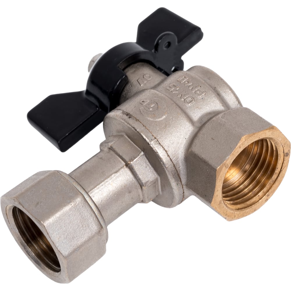 Изображение товара Кран шаровой латунный LD Pride никелированный Ду15 угловой бабочка