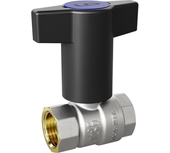 Изображение товара Кран шаровой латунный LD Pride никелированный, Ду15, Ру40 м/м, Т-рукоятка 47.340.15 B 109-0511