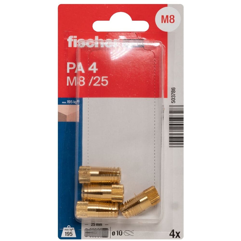 Изображение товара Дюбель для ДСП и полнотелых материалов fischer PA 8/25 4 шт