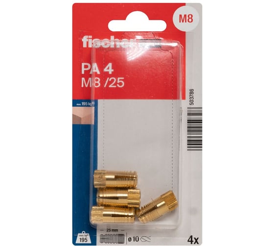 Изображение товара Дюбель для ДСП и полнотелых материалов fischer PA 8/25_4 шт. 503786