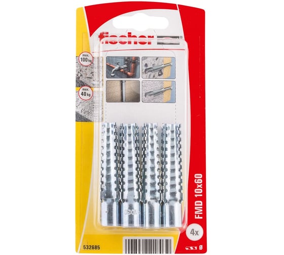 Изображение товара Дюбель распорный fischer металл FMD 10x80 K_4 шт. 532685
