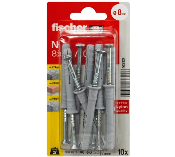Изображение товара Дюбель-гвоздь fischer потайной 8x60 10 шт. 522324