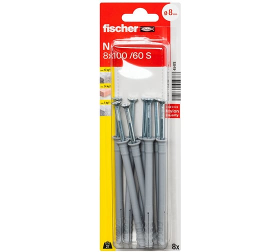 Изображение товара Дюбель-гвоздь fischer потайной 8x100 8 шт. 45478