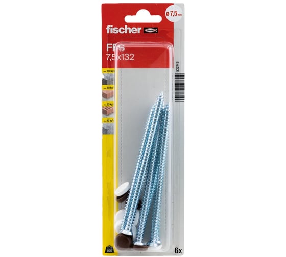 Изображение товара Шуруп для крепления рам fischer FFS 7,5x132 K 6 шт. 532746