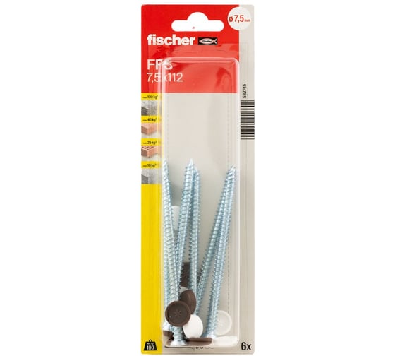 Изображение товара Шуруп для крепления рам fischer FFS 7,5x112 K 6 шт. 532745
