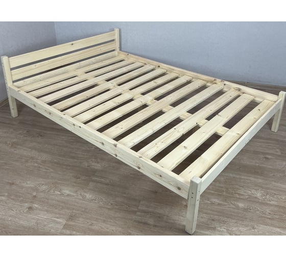 Изображение товара Кровать Solarius Классика из массива сосны, с основанием, полутороспальная 190x120 см, габариты 200x130 kr120-190