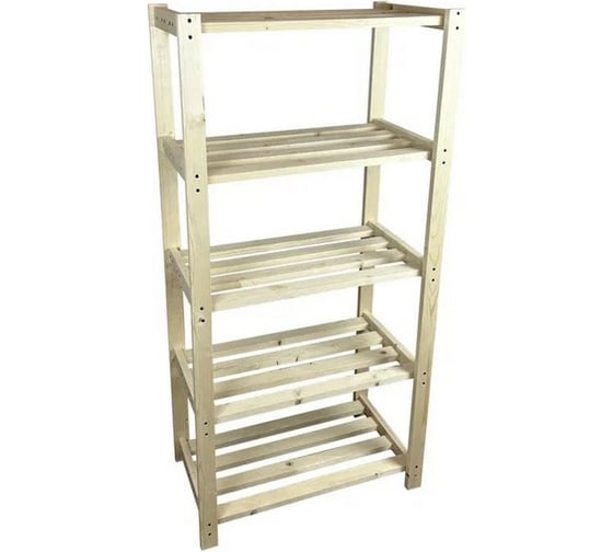 Изображение товара Стеллаж Solarius деревянный, напольный, 5 полок, 137x66x38 см, 150-100004