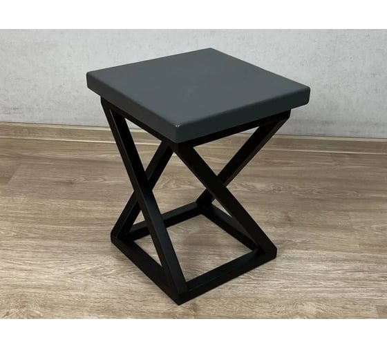 Изображение товара Табурет Solarius Циклон в стиле лофт из массива сосны 4 см, черный металлический каркас, цвет антрацит 203-10013