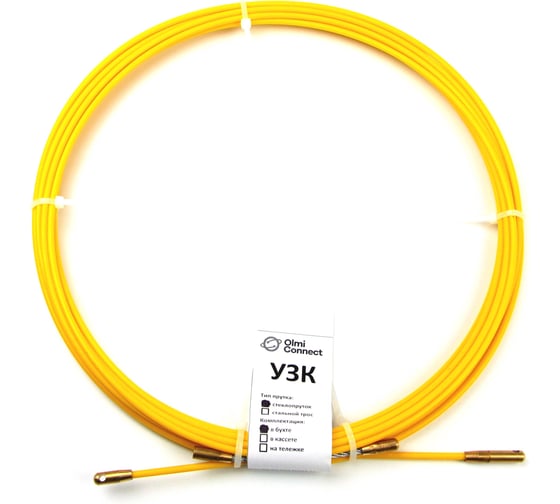 Изображение товара Протяжка стальная OlmiOn, с нейлоновым покрытием, d=4,5 мм L=25 м в бухте, жёлтый СТ-Б-4,5/25