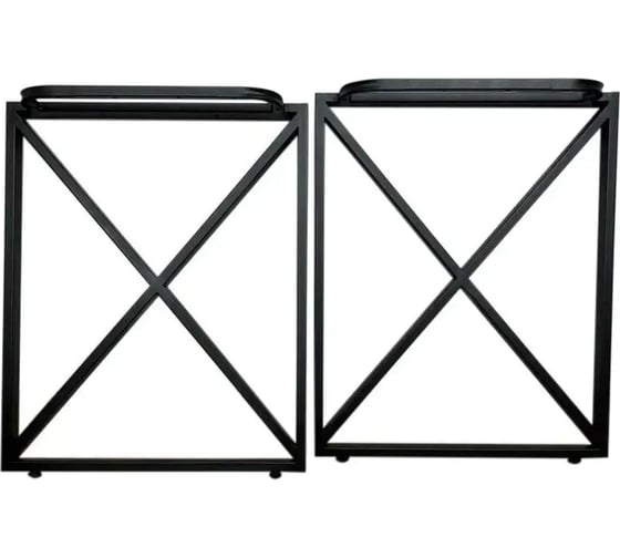 Изображение товара Ножки для стола Solarius в стиле Loft крестообразные, опоры для стола лофт 58,5x71 см, подстолья металлические регулируемые прочные, порошковая покраска, черного цвета, 2 шт. PARAnogkrest60black