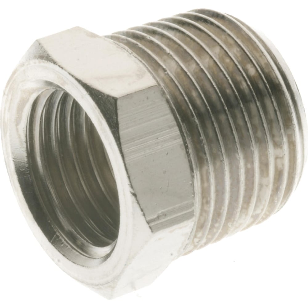 Изображение товара Футорка переходная BTI конусная папа/мама 1/4-1/8 из латуни с никелевым покрытием