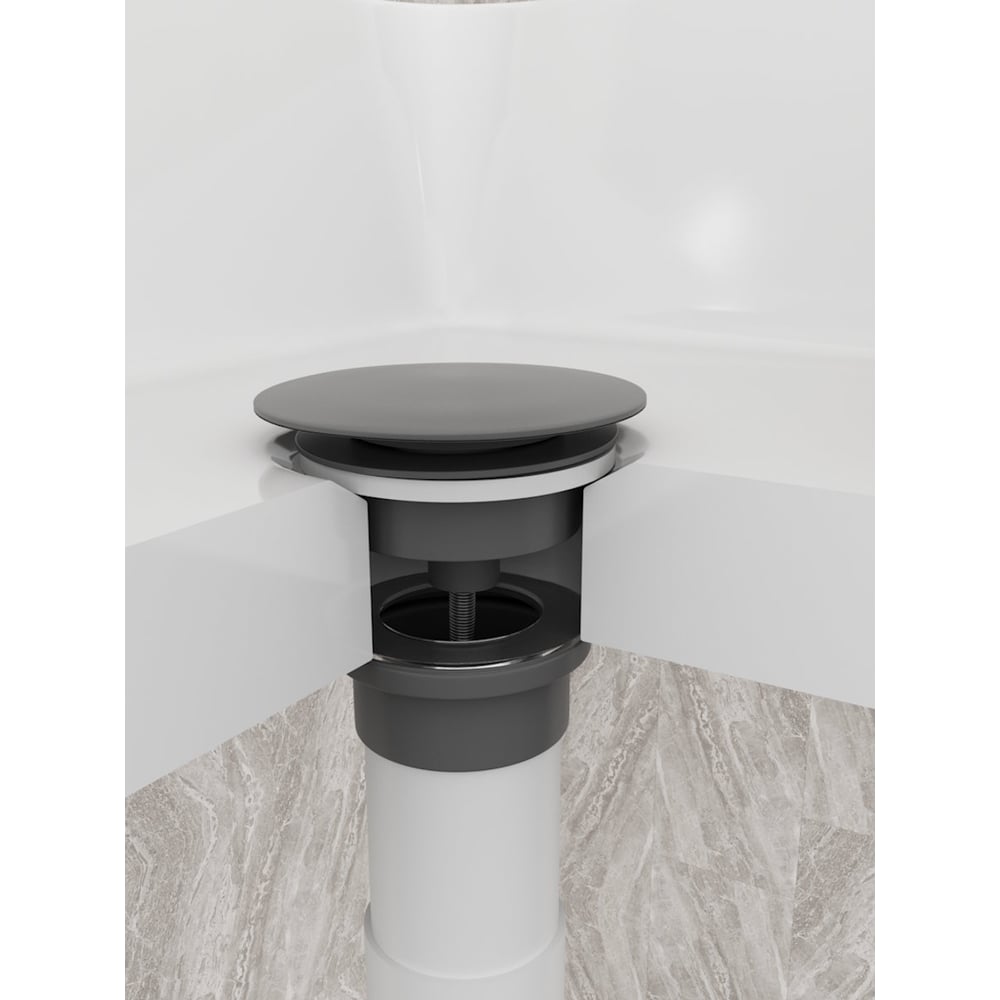 Изображение товара Донный клапан с переливом Teymi Lina для раковины, графит матовый T140213 ЦБ-00270255
