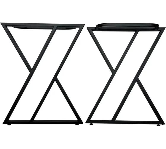 Изображение товара Ножки для стола Solarius в стиле Loft Z-образные, опоры для стола лофт 68,5x71 см, подстолья металлические регулируемые прочные, порошковая покраска, черного цвета, 2 шт. nogaX70black-2