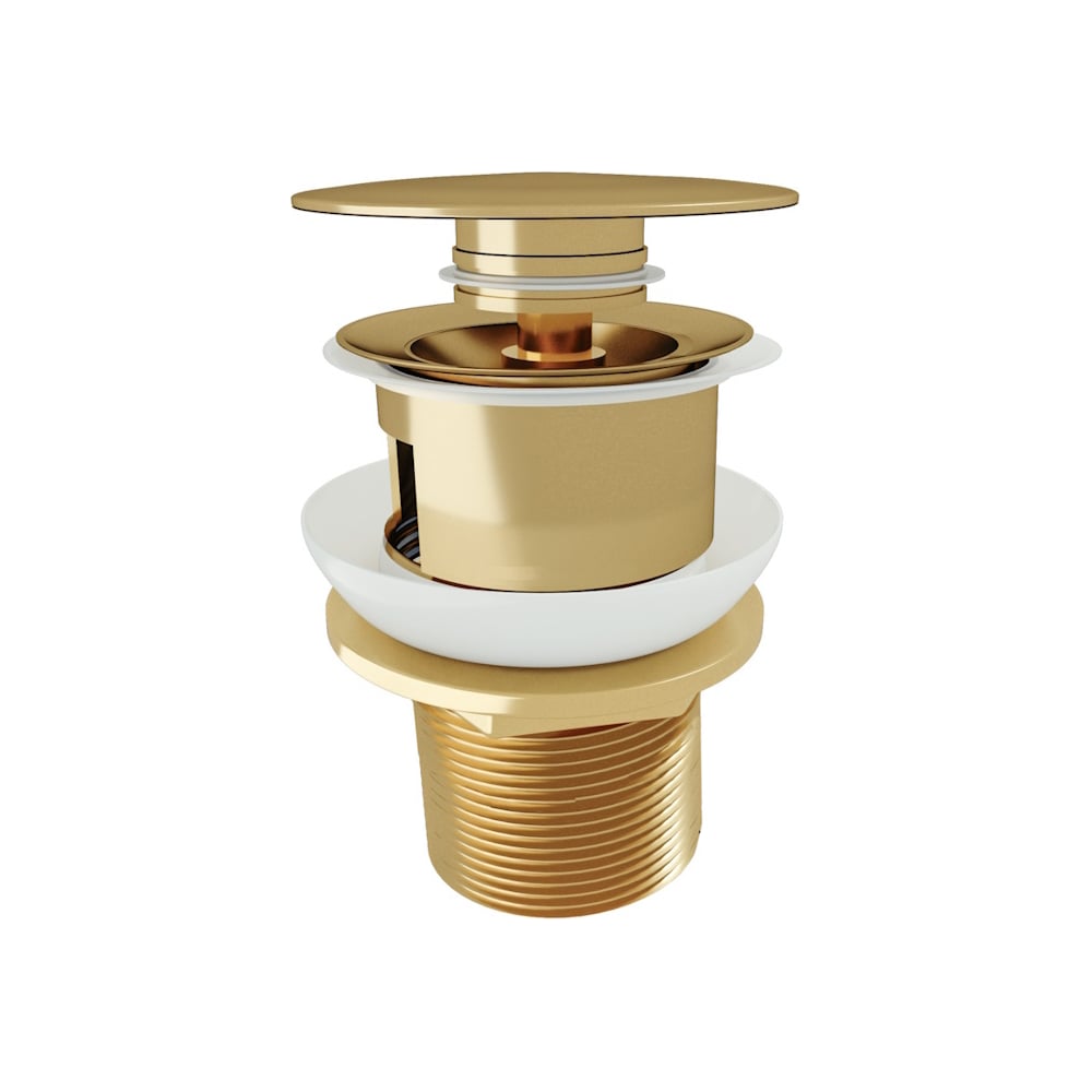 Изображение товара Донный клапан с переливом Teymi Solli для раковины золото глянцевый
