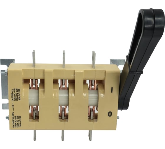 Изображение товара Выключатель-разъединитель Электротехник ВР32-31 А 30220-00 УХЛ3, 100А, несъёмная боковая рукоятка, 3-х полюсный на одно направление, IP00, ET029215