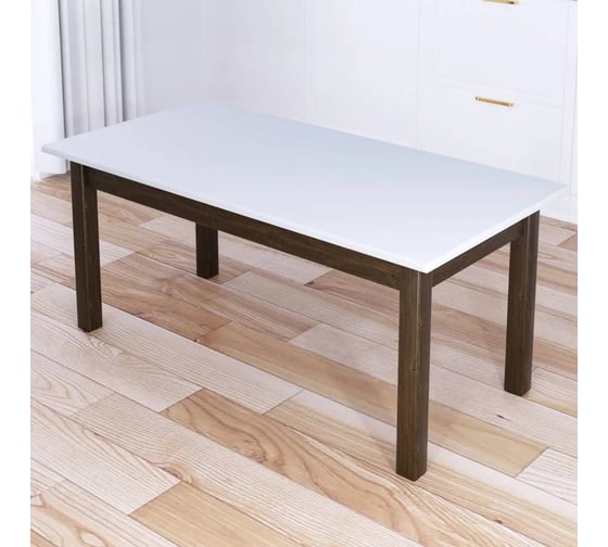 Изображение товара Стол журнальный Solarius Классика с белой столешницей из массива сосны 20 мм и ножками цвета темного дуба, 90x60x44 см 601-10031