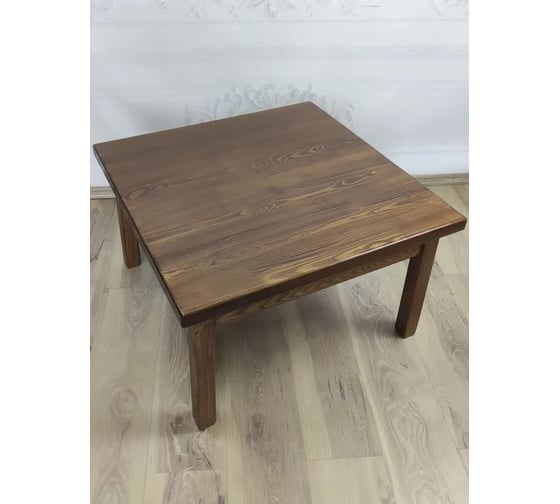 Изображение товара Стол журнальный квадратный Solarius Классика из массива сосны 40 мм, 80x80x46 см, цвет темный дуб 601-10002