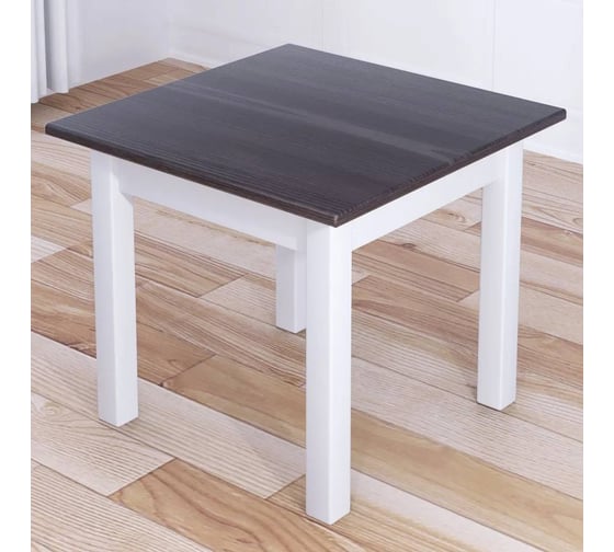 Изображение товара Стол журнальный квадратный Solarius Классика со столешницей цвета венге из массива сосны 20 мм и белыми ножками, 60x60x44 см 601-10086