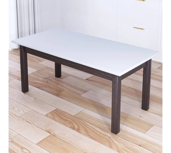 Изображение товара Стол журнальный Solarius Классика с белой столешницей из массива сосны 20 мм и ножками цвета венге 120x60x44 см 601-10060