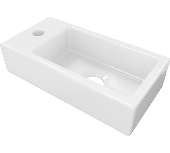 Изображение товара Раковина Teymi Hanna 37 левая, подвесная и накладная, с полочкой под смеситель, белая T50904 ЦБ-00270235