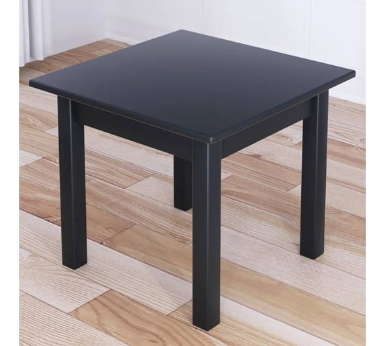 Изображение товара Стол журнальный квадратный Solarius Классика со столешницей цвета антрацит из массива сосны 20 мм и антрацитовыми ножками, 60x60x44 см 601-10079