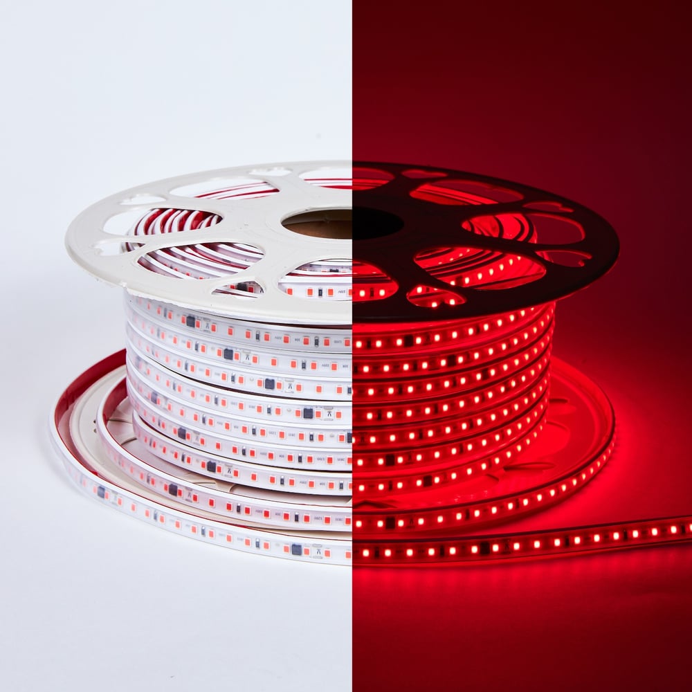 Изображение товара Светодиодная лента ELEGANZ 220В красная 50м IP65 самоклеящаяся с проводом