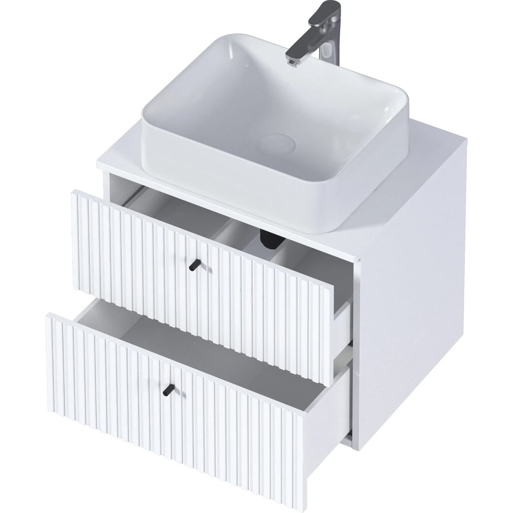 Изображение товара Тумба в ванную 1Marka Desire 600x487x450П с 2 ящиками белая под раковину