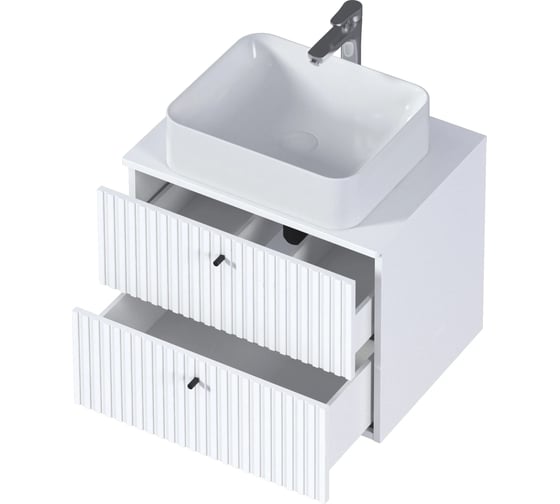 Изображение товара Тумба в ванную 1Marka Desire 600x487x450П 2я монолит айсберг/эмаль белая Ц0000033177