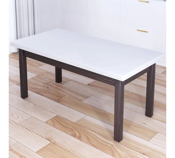 Изображение товара Стол журнальный Solarius Классика с белой столешницей из массива сосны 40 мм и ножками цвета венге, 120x70x46 см 601-10322