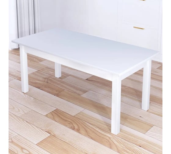 Изображение товара Стол журнальный Solarius Классика с белой столешницей из массива сосны 20 мм и ножками белого цвета, 120x60x44 см 601-10059