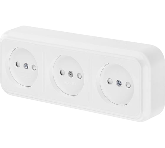 Изображение товара Розетка Bylectrica, 3-местная ОУ со шторкой, серия ПРАЛЕСКА, белый РА16-275