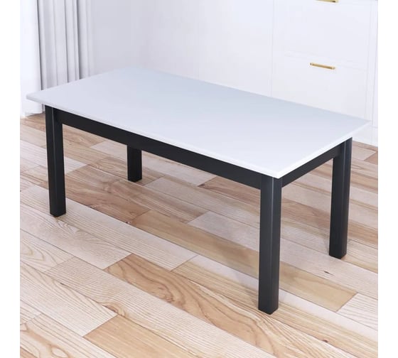 Изображение товара Стол журнальный Solarius Классика с белой столешницей из массива сосны 20 мм и ножками цвета антрацит, 90x60x44 см 601-10028