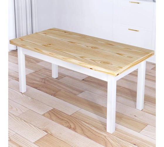 Изображение товара Стол журнальный Solarius Классика с лакированной столешницей из массива сосны 40 мм и ножками белого цвета, 120x80x46 см 601-10349