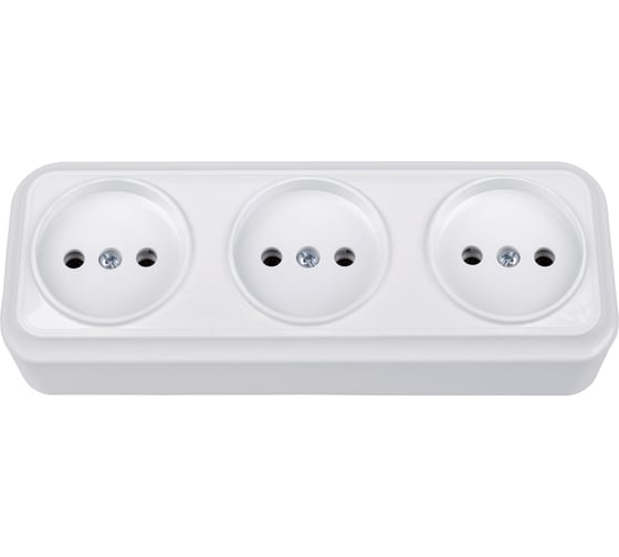 Изображение товара Розетка Bylectrica 3-местная ОУ, серия ВАРИАНТ, белый, РА16-0161