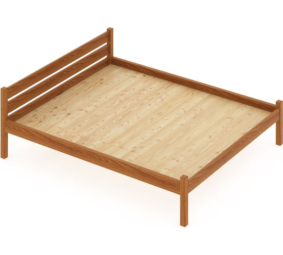 Изображение товара Кровать полутороспальная Solarius Классика из массива сосны, со сплошным основанием, 200x120 см, габариты 210x130, цвет ольхи 120klolha-full