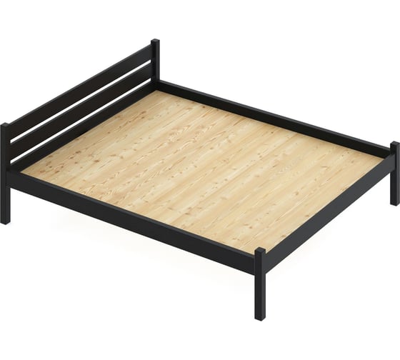 Изображение товара Кровать полутороспальная Solarius Классика из массива сосны, со сплошным основанием, 190x120 см, габариты 200x130, цвет черного оникса 120klonix-190-full