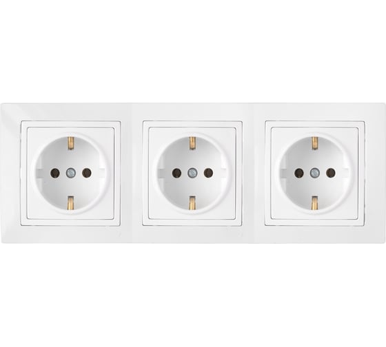 Изображение товара Розетка Bylectrica 3-местная. СУ с заз.конт. на шинах, серия УЮТ, белый РС16-757