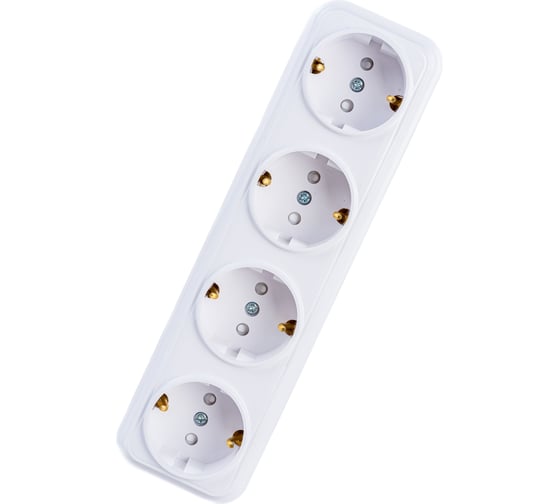 Изображение товара Розетка Bylectrica 4-местная ОУ с заз.конт. со шторкой, серия ВАРИАНТ, белый, РА16-0186