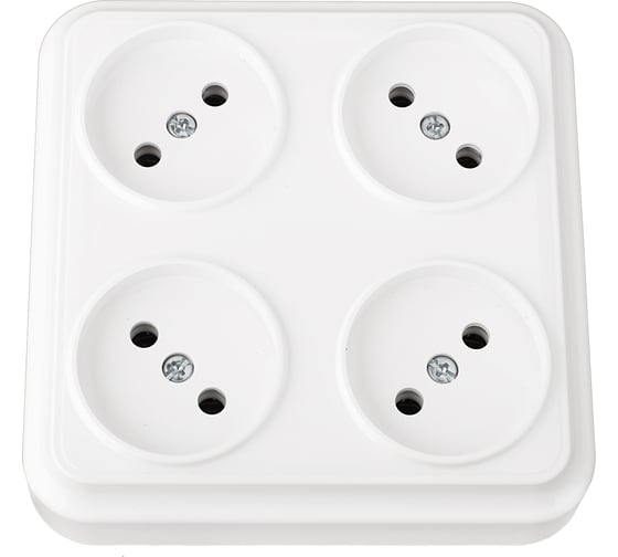 Изображение товара Розетка Bylectrica 4-местная ОУ, квадратная, серия ВАРИАНТ, белый, РА16-0191