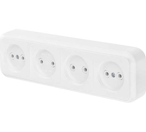 Изображение товара Розетка Bylectrica 4-местная ОУ, серия ПРАЛЕСКА, белый, РА16-264